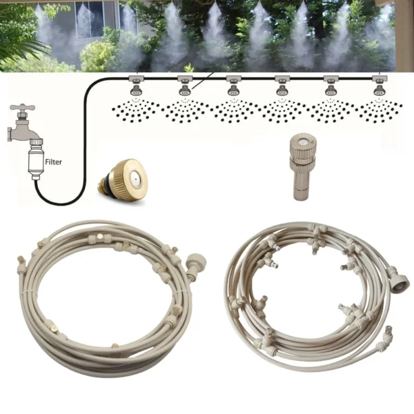 6/9/12/15/18m High Quality Cooling Water Fog Sprayer System Garden Nebulizer Outdoor Misting Kit for Greenhouse