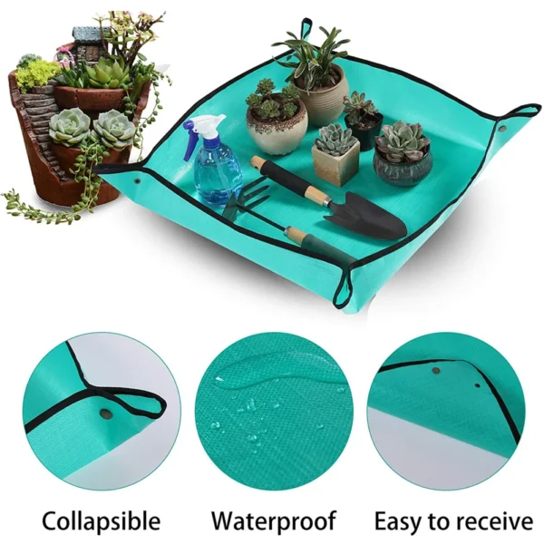 1x 50/66/100CM Planting Mat PE Gardening Potting Mat Gardening Pad Waterproof Foldable Pot Gardening Mat Transplanting Plant Pad - Image 2